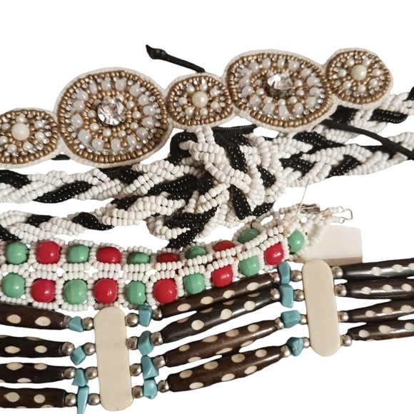 Mixed Lot of 4 Vintage BOHO Beaded Necklaces Colorful Native Headband + Chokers - Picture 3 of 5